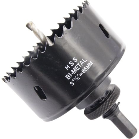 Scie cloche 85mm, Scie cloche avec arbor A2 Heavy Duty, 4341 Foret central, Profondeur de coupe 38mm pour percer des trous dans le bois, les profilés en aluminium, le PVC et les tuyaux en métal (1/5)