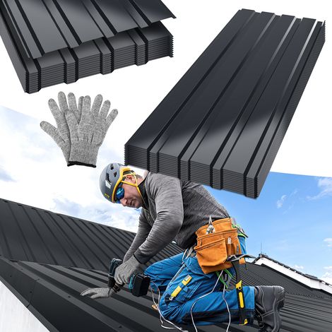 TolleTour Dachplatten aus Stahl, 36 Stück, 115 x 45 cm, 0,25 mm, Anthrazit, für Schuppen und Unterstand (1/5)