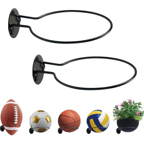 Support mural rond - Jardinière suspendue pour plantes d'intérieur et présentoir pour ballons de sport (basketball, football)(2) (1/5)