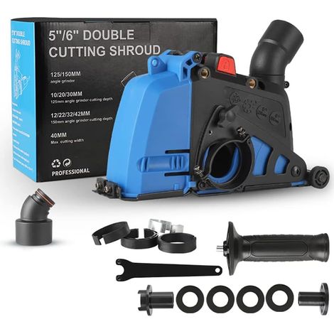 Carter de protection pour meuleuse d'angle (125-150 mm)  Carter pour coupe à double lame et rainurage avec raccord pour aspirateur (deux lames incluses) (1/5)