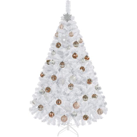 Yaheetech Albero di Natale 183 cm Artificiale Folto Alberi Effetto Realistico con Supporto in Metallo Pieghevole Portatile Decorazione Natalizia per Casa Negozio Bianco (1/5)