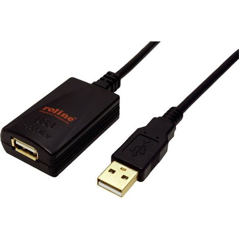 Roline Cavo USB USB 2.0 Spina USB-A, Presa USB-A 5.00 m Nero Attivo con amplificazione del segnale 12.04.1089 (1/3)