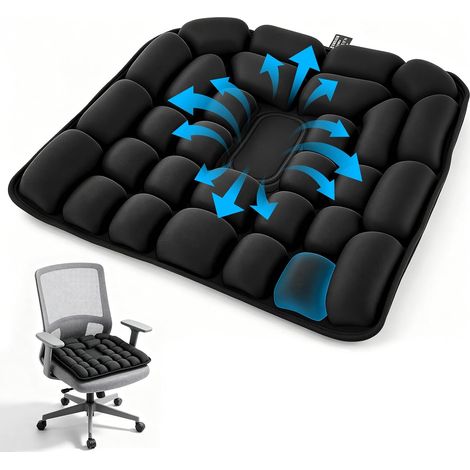 Anti-Decubitus Seat Cushion, Orthopedic Ergonomic Inflatable Seat Cushion with 3D Air Cells for Car Office Home Chair (45 x 40 cm, Black) (1/5)