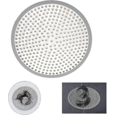 Shower Hair Catcher 12 x 12 cm Round Kitchen Sink Filter in Silver Stainless Steel Anti-Clog Sink Grid (1/5)