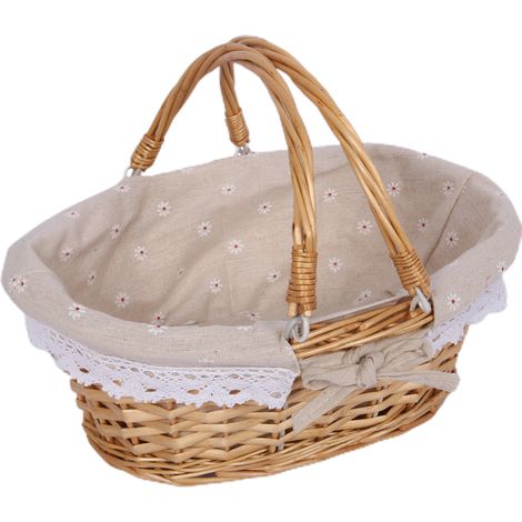 Panier tissé en rotin avec double poignées, portable et polyvalent pour les activités du festival de pique-nique, petite marguerite (1/5)
