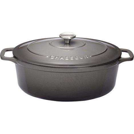 Chasseur - Cocotte ovale 35 cm chasseur gris caviar interieur noir