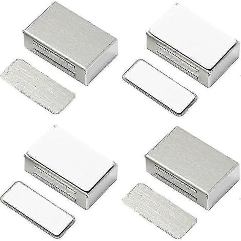 Fermetures magnétiques autocollantes pour portes d'armoire - 4 aimants puissants,Silver (1/4)