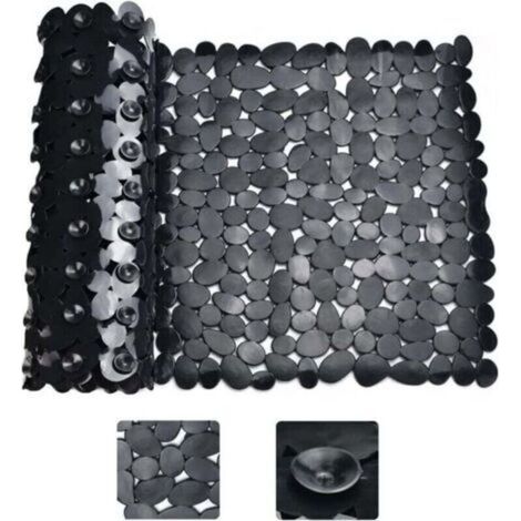 Tapis de Douche Antidét Noir Rectangle Tapis de Baignoire Antidét Anti Moisissure Tapis de Bain Antidét pour Baignoire Tapis de Douche Ventouse pour Salle de Bain, 88 40cm
