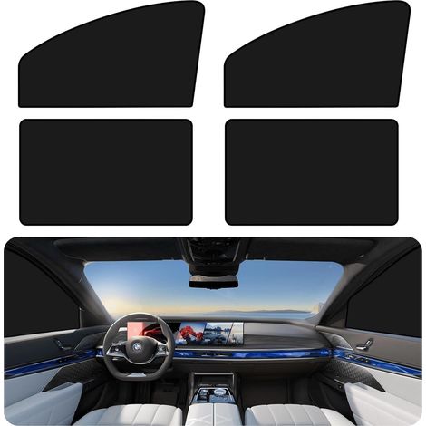 4 Pièces Pare Soleil Voiture Bébé, Protection Solaire et Anti-UV en Matériau Polyester Noir, Rideau Cache Soleil pour Enfants et Conduite Sereine (1/5)