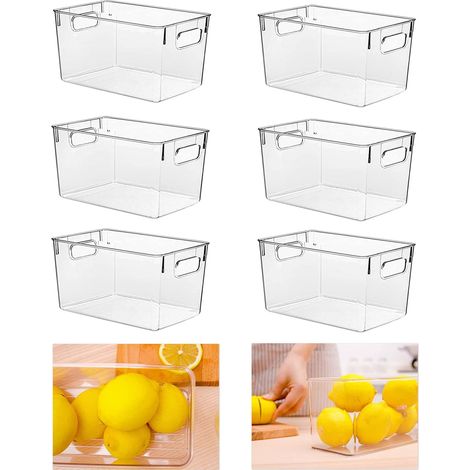 Organisateur Frigo, Rangement Frigo Transparent, Organisateurs Ménagers Adaptés aux Cuisines, Placards et Réfrigérateurs (Lot de 6, S(24x13x11CM)) (1/5)