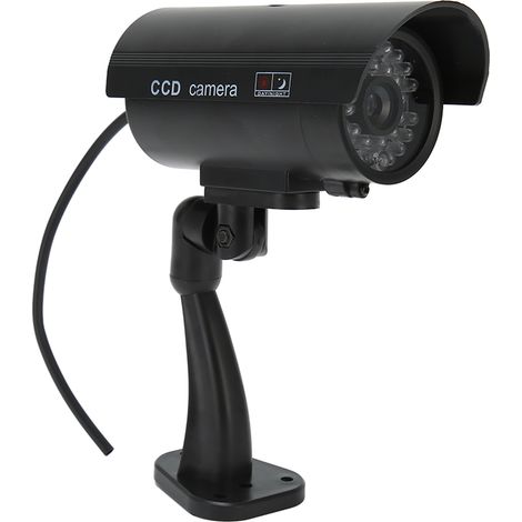 Caméra de surveillance factice avec effet lumineux et autocollant dissuasif - Fausse caméra CCTV réaliste pour prévention des intrusions (1/5)