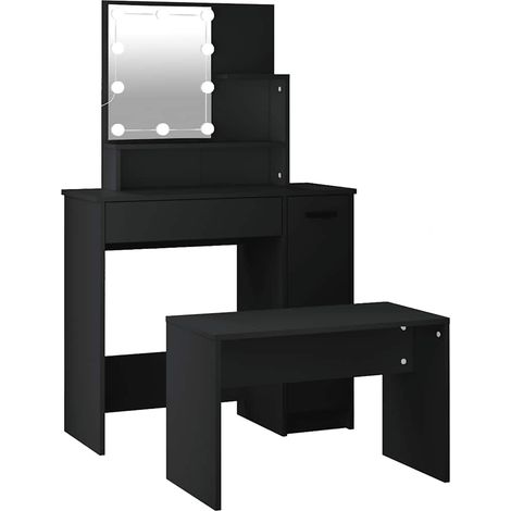 Maison Exclusive - Set Tavolo da Toeletta con LED Nero in Legno Multistrato