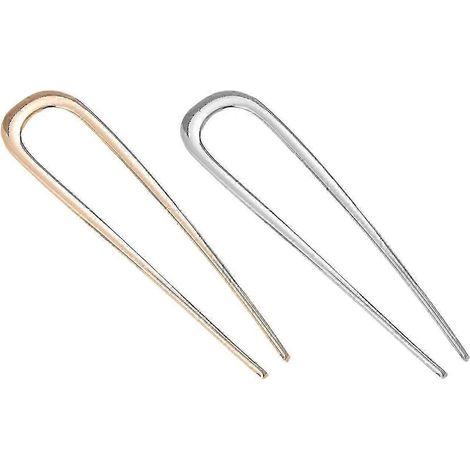 1/2/3 pièces Fourchette à cheveux en forme de U, légère et antidérapante, pour cheveux longs et épais, chignon haut en métal, coiffure française-E (1/5)