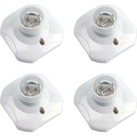 E27-Schraubfassung für Decken, E27-Garagensteckdose, 220–240 V Wechselstrom, LED-Lampenfassung, E27-Deckenleuchtensockel, weißer Kunststoff-Lampensockel für Wandlampen, 4er-Pack – Crezuo