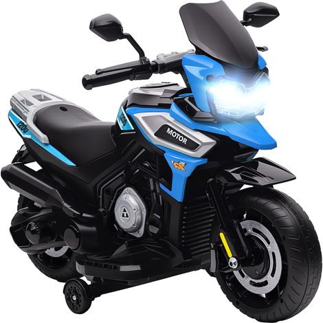 Moto elettrica per bambini stile moto 85,5 x 44,5 x 56 cm avvio progressivo fari luminosi design realistico in PP blu 210000643