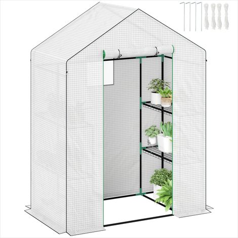 Serre de jardin 143 x 74 x 190 cm avec étagères porte et fenêtres (1/5)