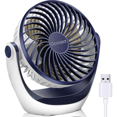 Ventilateur Silencieux Portable Mini Puissant - 3 Vitesses, Rotation 360°, Alimenté par USB - Pour Chambre, Bureau, Domair, Cuisine (1/5)