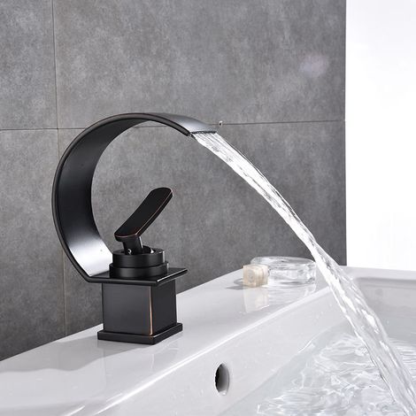 Robinet de lavabo carré doré blanc cascade robinet en laiton salle de bain robinet salle de bain bassin robinet chaud et froid robinet évier robinet 1 pc (1/5)