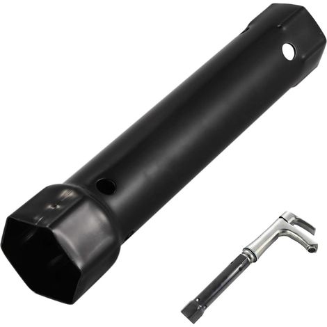 1 - Clé À Douille - Acier Carbone - Outil Sanitaire 2 En 1 - Réparation Robinet Et Évier - Noir - 20,4cm (1/5)