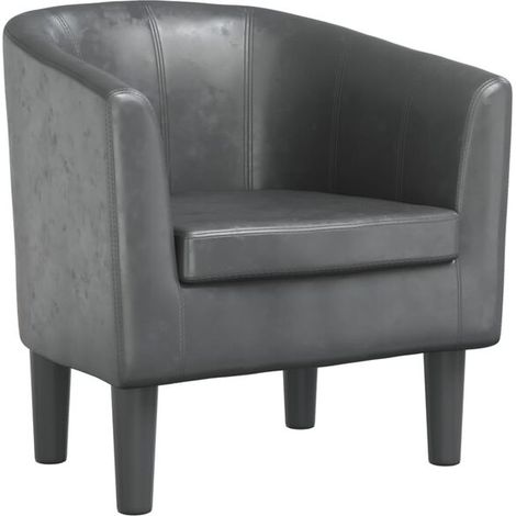 Chaise de bureau ergonomique avec dossier rembourré en simili cuir gris – Assise confortable, réglable en hauteur, idéale pour home office et espace de travail (1/5)