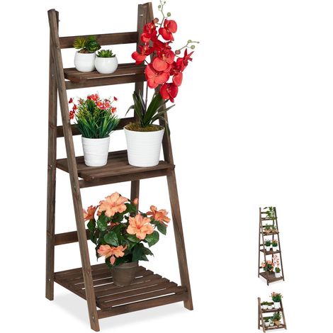 Escaleras de flores de madera marrón oscuro