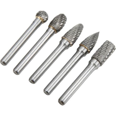 5-teiliges Set aus 6x10 mm Doppelschneid-Rotationsfräsern aus Wolframkarbid für Maschinenbau, Luftfahrt, Automobilindustrie und Schiffbau