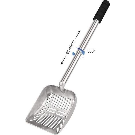 Pelle à litière pour Chat.Pelle à litière antiadhésive pour Chat.Acier Inoxydable.Réglable.Pelle Creuse avec Long Manche Durable pour Tamisage et Nettoyage de la Litière (1/5)