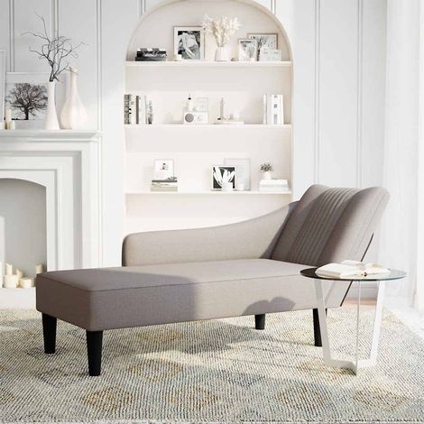 Fauteuil de Salon,Chaise,Fauteuil long avec accoudoir droit taupe tissu CFW449395 (1/5)