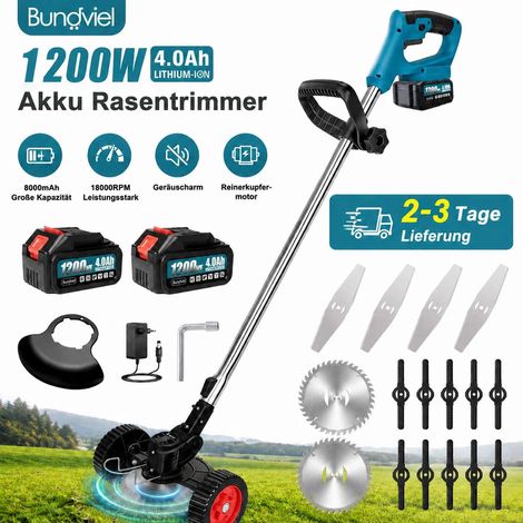 Elektro Akku Rasentrimmer mit 2 Akku und Ladegerät Freischneider Motorsense 21V 1200W (1/5)