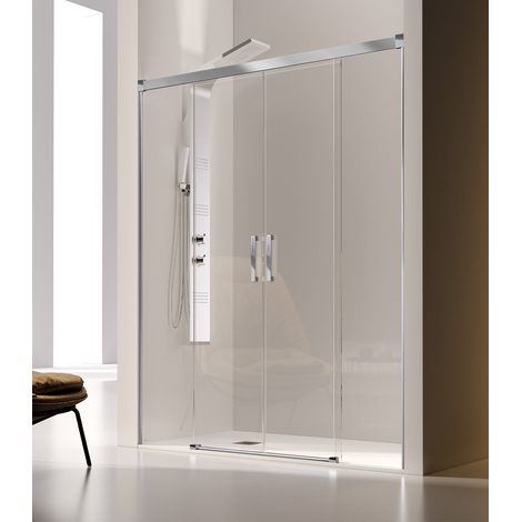 KASSANDRA GS100 GLASÉ Mampara Ducha Frontal 2F+2C Plata Brillo Transparente - Medida: 132-136 cm - ref: GS1001616S132136 (1/2)