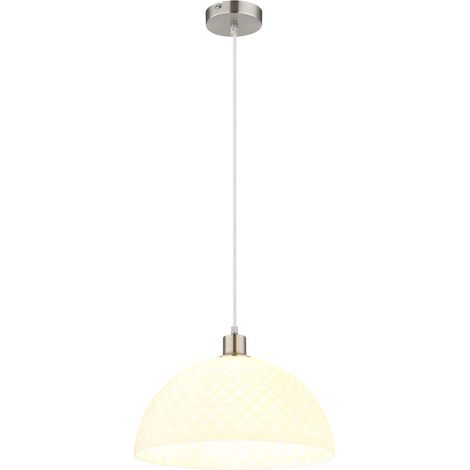Pendelleuchte Hängeleuchte Deckenleuchte Metall Nickel matt Glas opal H 120 cm