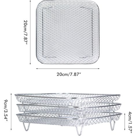 Support compatible pour friteuse à air Ninja Foodi 8L, en acier inoxydable, empilable, avec accessoires. (1/5)