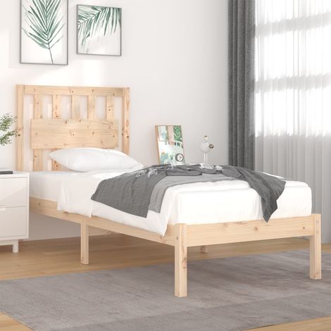 Cadre De Lit Moderne: Simple - Lit Simple - Bois de pin massif 90x200 cm Chic-607264 (1/4)