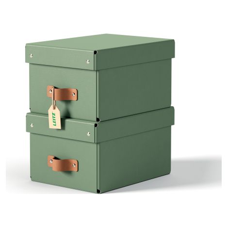 PACK 2 CAJAS DE ALMACENAMIENTO CARTÓN PEQUEÑA COLOR VERDE LEITZ 61470050