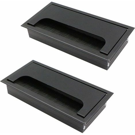 Passe Câbles Encastrables Bureau 2 Pièces en Alliage d'aluminium 160 mm 80 mm Avec Joint Brosse pour Bureaux Rangement et Organisation des Fils Accessoires de Bureau Robuste et Durable., (1/5)