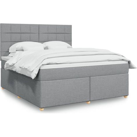 Cama box spring con colchón tela gris claro 180x200 cm vidaXL (1/5)
