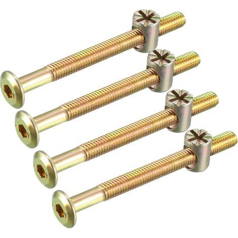 M6x70mm Boulon Meuble Lit Écrou Ensemble Hexagonal Douille Vis 50mm Filetage Longueur avec Écrou pour Lits Têtes Lit Chaises 4 Ensembles (1/4)
