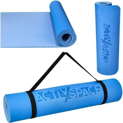 Tapis Yoga - TPE 183 x 61 cm - Épaisseur 6 mm - Antidérapant - Bleu - 1 Pièce (1/5)