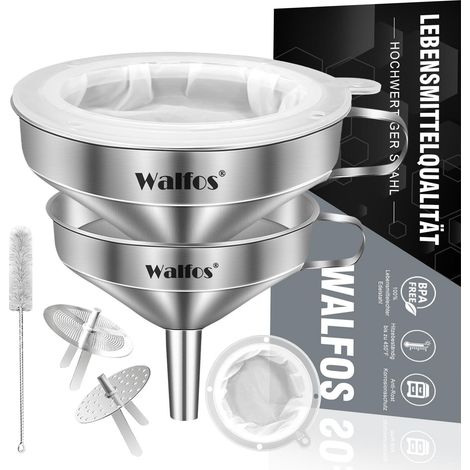 Walfos Trichter Edelstahl 200 Mesh Filter Jam Straining 2 abnehmbaren Sieben (1/5)