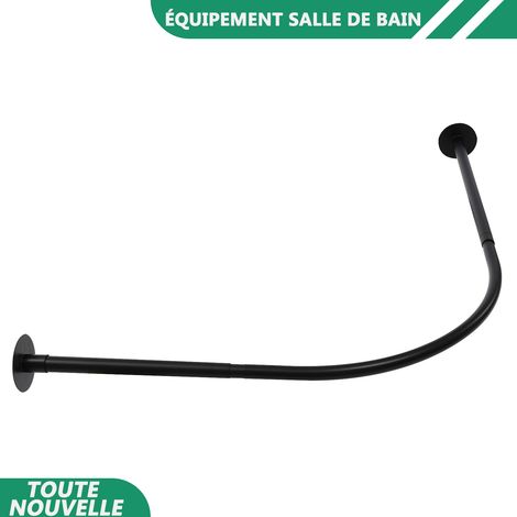 WAOBDLA Rail de rideau de douche monté au mur Salle de bain réglable Baignoire Rideau de douche Angle de la tige de douche 201 Acier inoxydable (1/5)