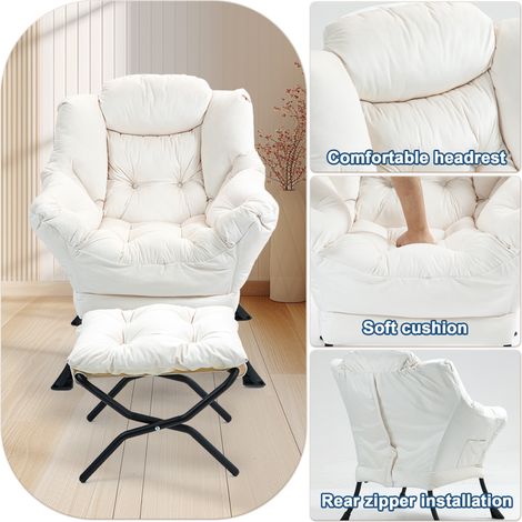 Fauteuil paresseux,fauteuils confortables avec repose-pieds pliants et poche latérale,petits fauteuils de style simple pour chambre,salon,balcon(DA) (1/5)