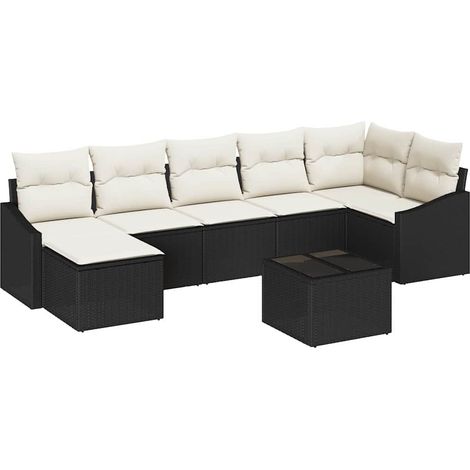 Maison Exclusive - Sofa Set mit Kissen 8 pcs Schwarz Poly Rattan
