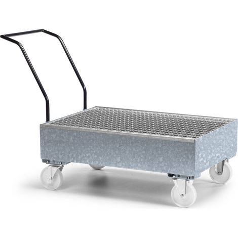 RR Industrietechnik Fahrbare Auffangwanne aus Stahl für 2x 200 Liter Fass mit Gitterrost verzinkt