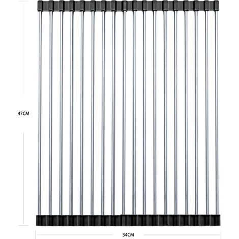 Egouttoir Vaisselle, Egoutoir Vaisselle Cuisine, Rangement et Organisation de Cuisine, Séche Vaisselle Pliable et Amovible, Accessoire Maison Pratique (Noir, 47 x 34 cm) (1/5)