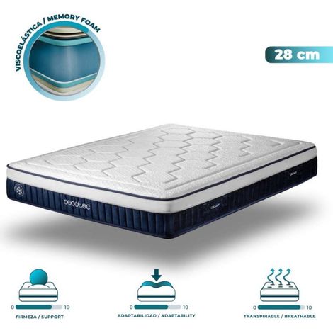 Cecotec Colchón muelles ensacados Colchón Flow CecoFresh 2700 CoolConfort Hybrid 90 x 190