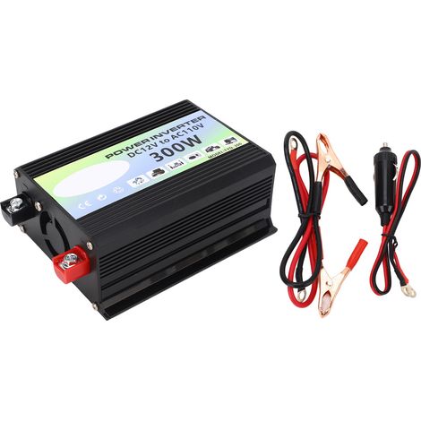 Convertisseur de puissance 300W 12V CC vers 110V CA, onde sinusoïdale modifiée, 2 ports USB et 1 prise avec affichage de puissance (1/5)