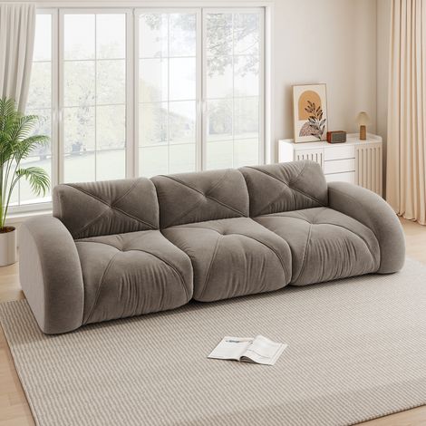 FloraGrace canapé modulaire 3 places, chenille taupe, mousse 32D monobloc, sans montage (1/5)