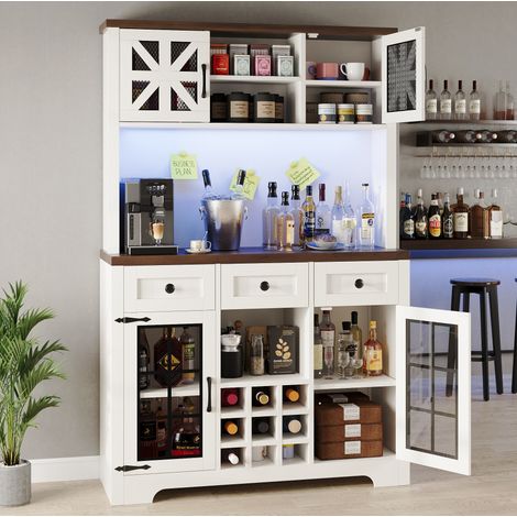 MEUBLIV Aparador de cocina 120x40x170 cm blanco – LED, enchufes y puertos USB integrados (1/5)