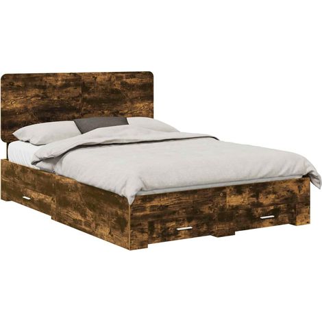 Maison Exclusive - Bettrahmen Geräucherte Eiche 140 x 190 cm Holz