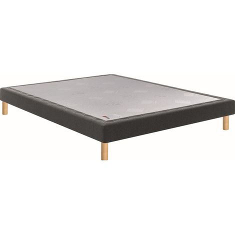 Sommier tapissier Epeda 120x190 Confort ferme noyer gris foncé gris anthracite structure bois massif lattes épicéa 15 cm